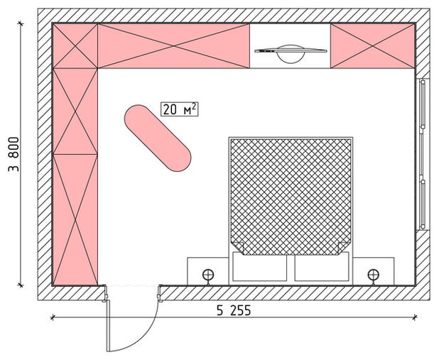 schema della stanza 20 metri