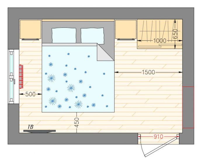 disposizione camera da letto 9 mq