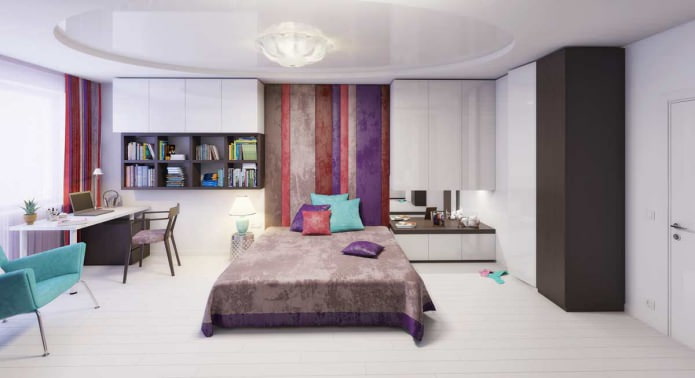 Design della camera da letto per una ragazza in stile moderno