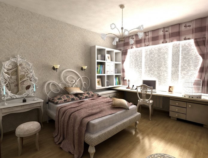 Interni di una camera da letto classica per una ragazza