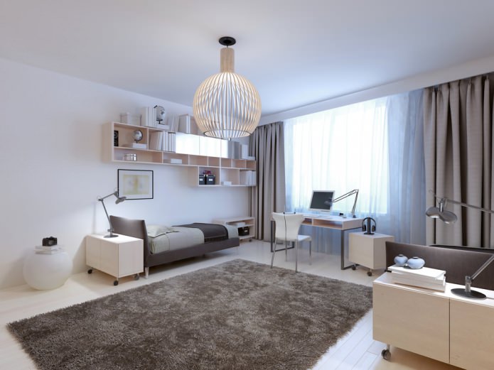 Design della camera da letto per una ragazza in stile moderno
