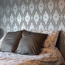 Design della camera da letto con carta da parati grigia: 70 migliori foto di interni-8