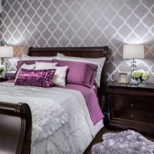 Design della camera da letto con carta da parati grigia: 70 migliori foto dell'interior-15
