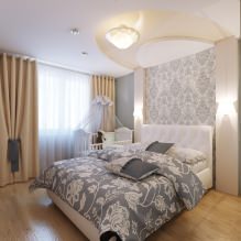 Design della camera da letto con carta da parati grigia: 70 migliori foto di interni-12