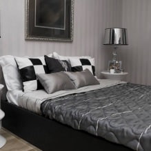 Design della camera da letto con carta da parati grigia: 70 migliori foto dell'interior-14