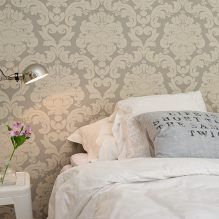Design della camera da letto con carta da parati grigia: 70 migliori foto di interni-9