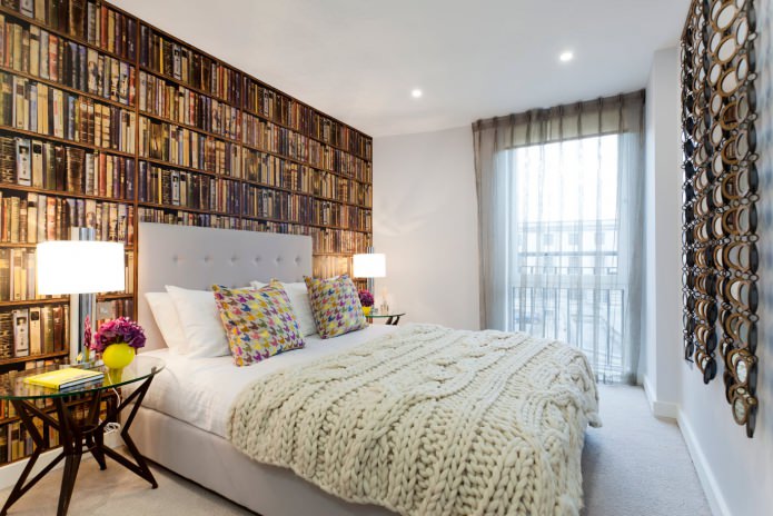 Carta da parati 3D con libri in camera da letto