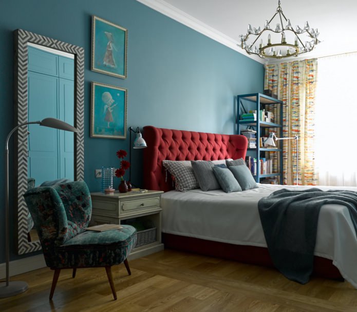 dipingere le pareti della camera da letto in blu