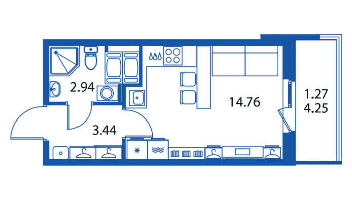 Disposizione appartamento 22 mq