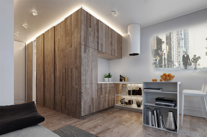 zona cucina all'interno di un monolocale