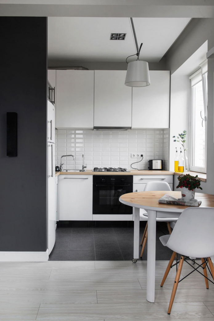 zona cucina all'interno di un monolocale