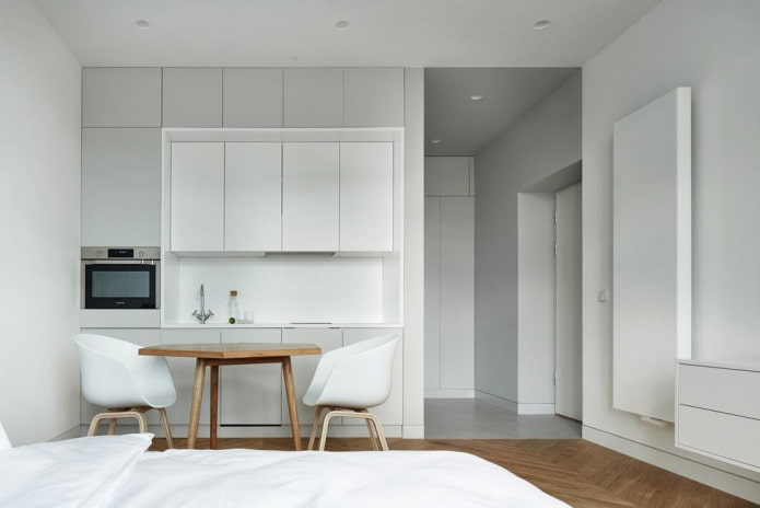 zona cucina all'interno di un monolocale