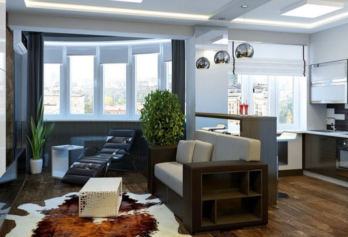 interno di un monolocale con due finestre