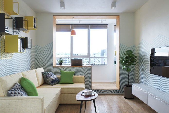 interno di un monolocale con balcone
