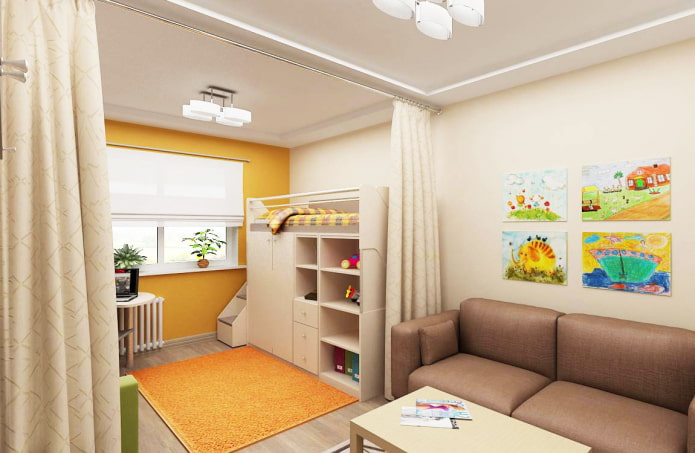 Cameretta per bambini all'interno di un monolocale