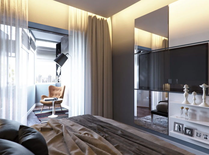 Camera da letto in un appartamento di tre stanze