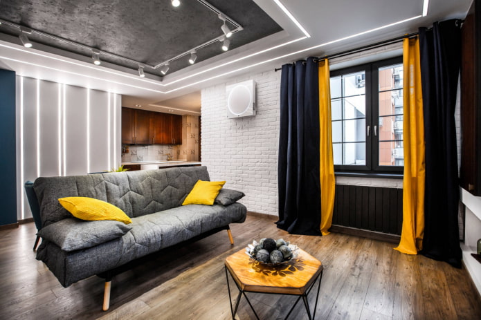 Soggiorno in stile loft