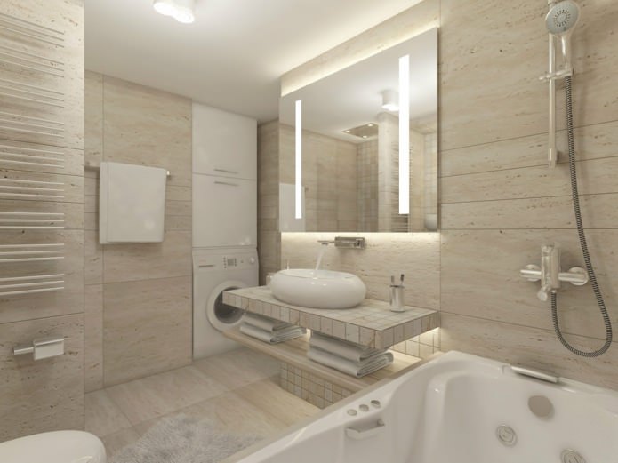 bagno con finitura in travertino