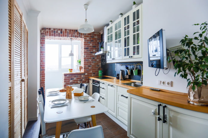 design degli interni di una cucina stretta