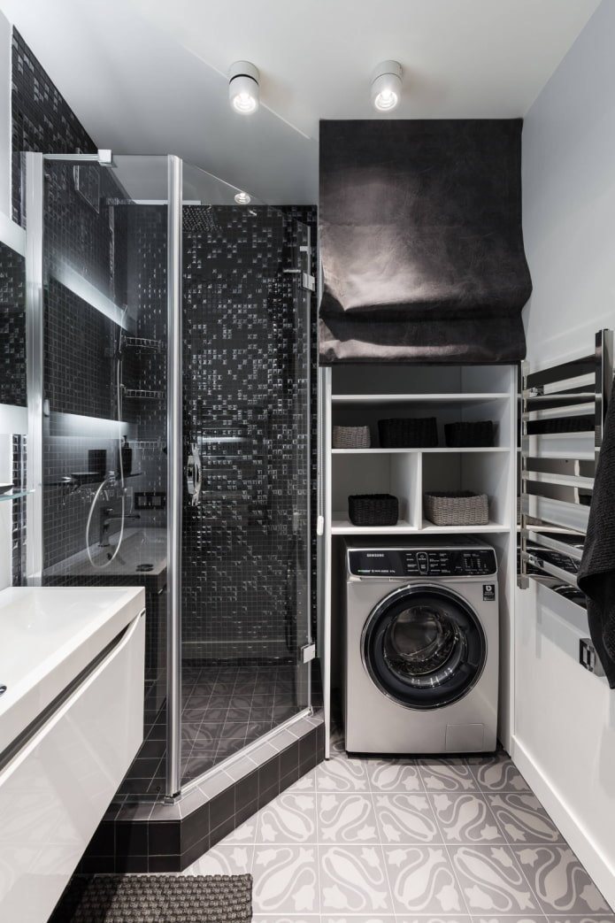 design del bagno in bianco e nero