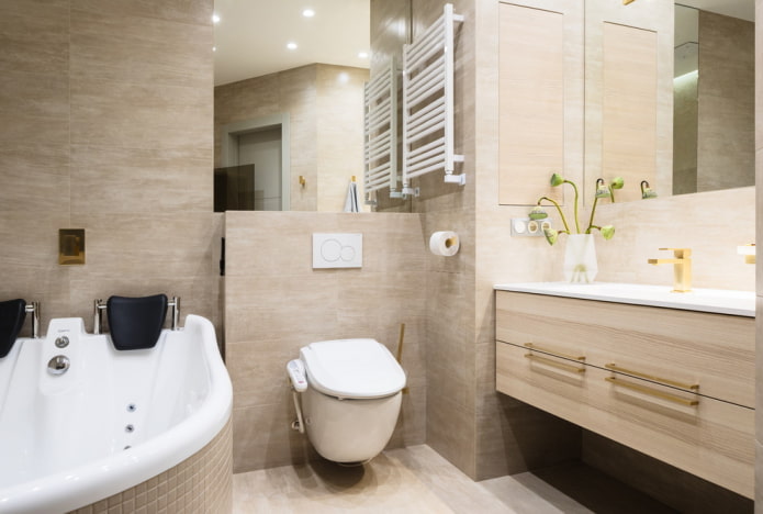 progettazione e suddivisione in zone di un bagno combinato