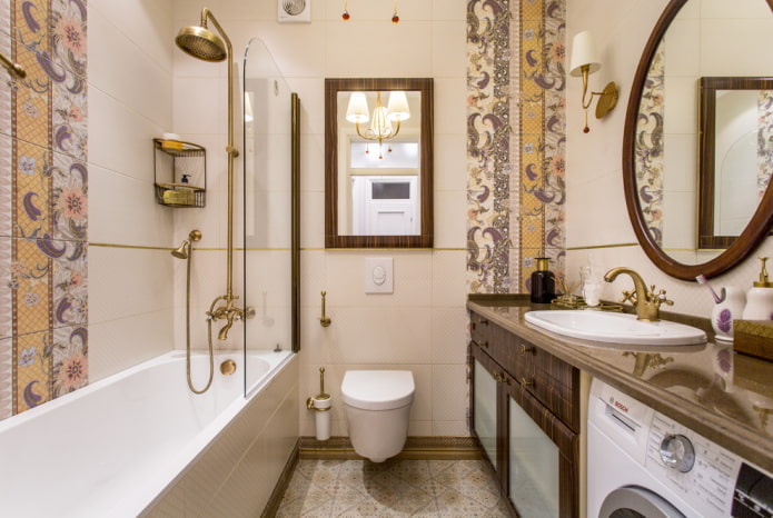 design degli interni di un bagno combinato
