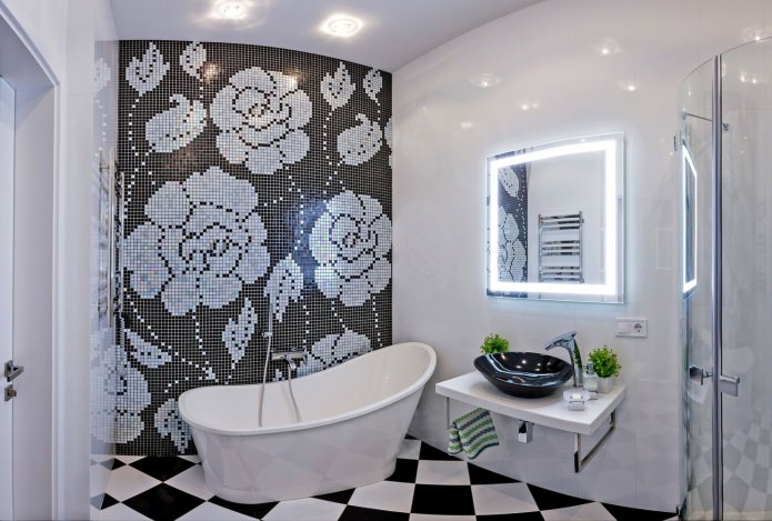 bagno bianco e nero in stile moderno