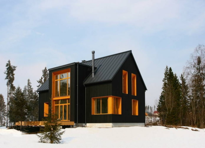 casa nera in stile scandinavo