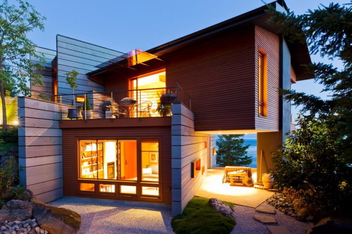 casa in legno in stile high-tech