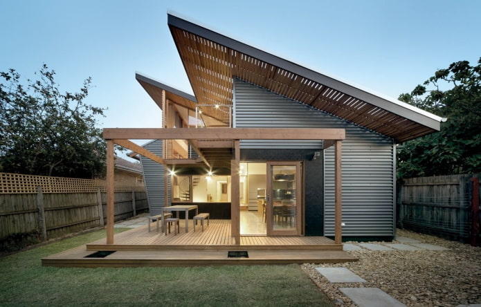 casa a falda singola in stile high-tech