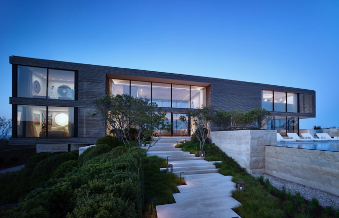 casa con tetto piano in stile high-tech