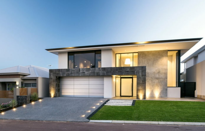 casa con tetto piano in stile high-tech