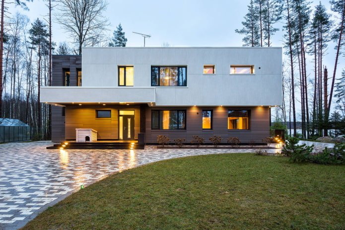 casa con tetto piano in stile high-tech