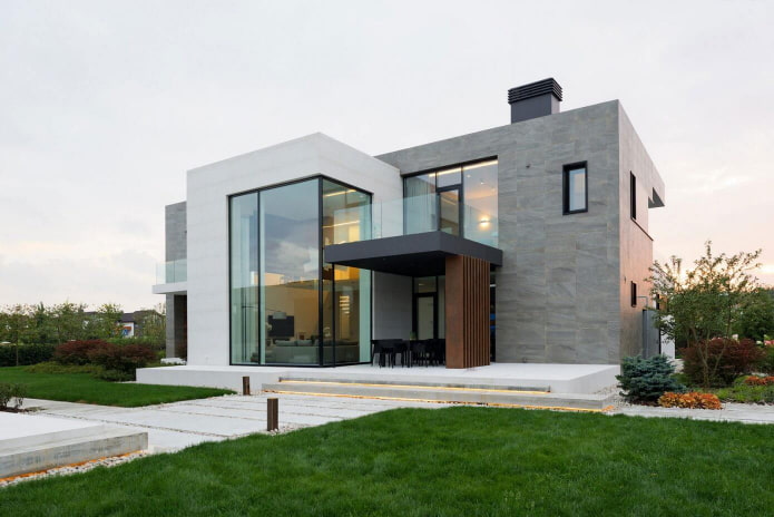 casa con tetto piano in stile high-tech