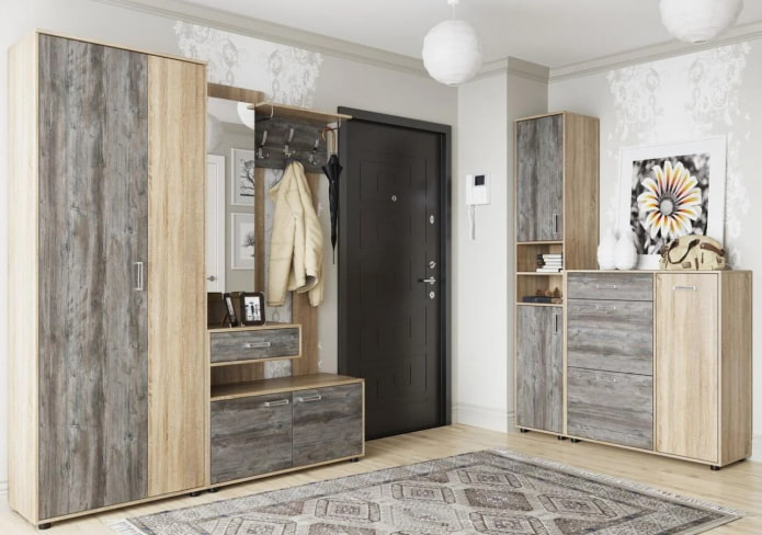 mobili nei colori rovere Sonoma e pino grigio