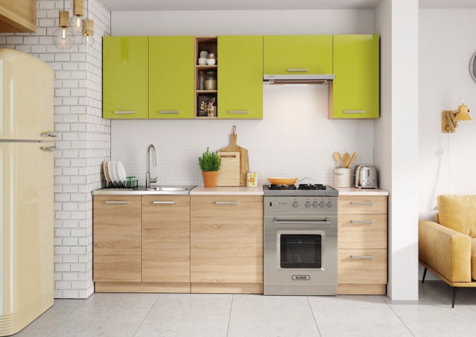 cucina in rovere Sonoma con facciate colorate