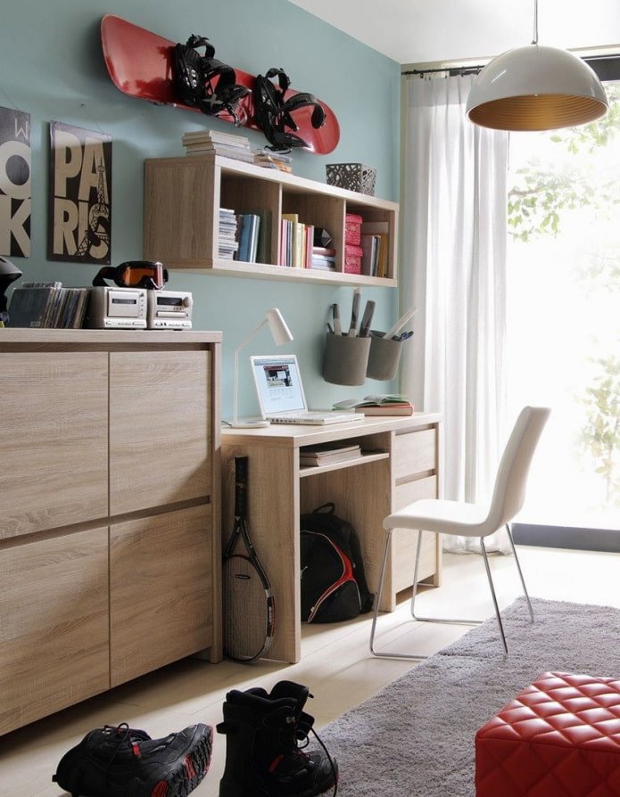 progettazione dell'area studio per uno scolaro