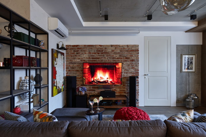 porte interne in soggiorno in stile loft