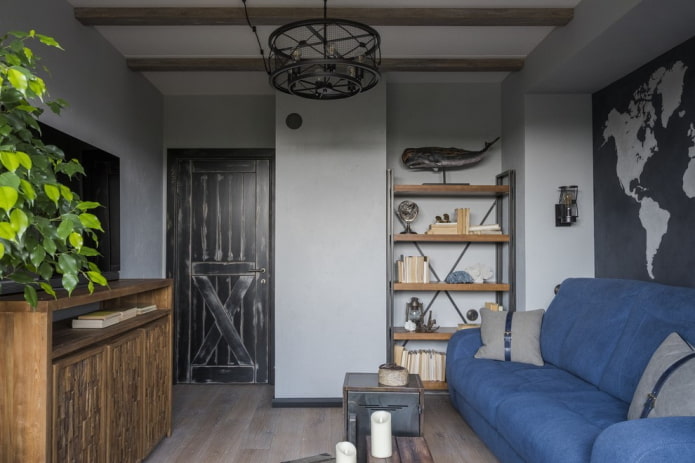 porte interne in soggiorno in stile loft