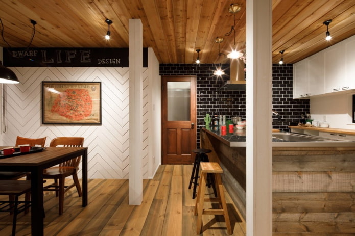 porte in legno all'interno in stile loft
