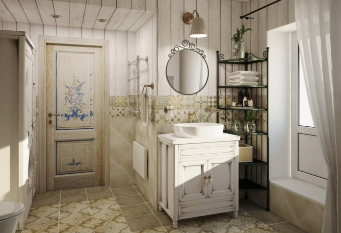 porte realizzate con la tecnica del decoupage in un interno in stile provenzale