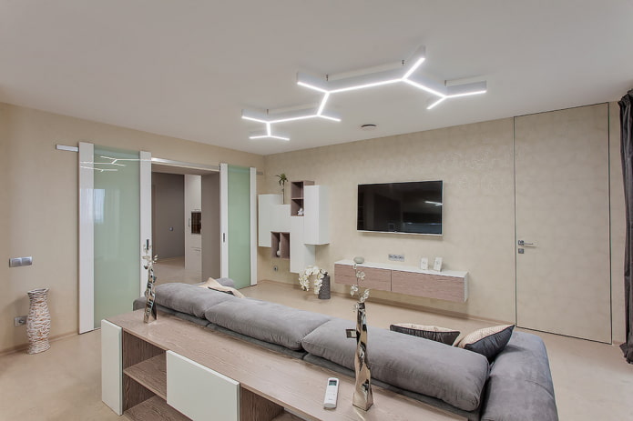 porte all'interno del soggiorno in stile moderno