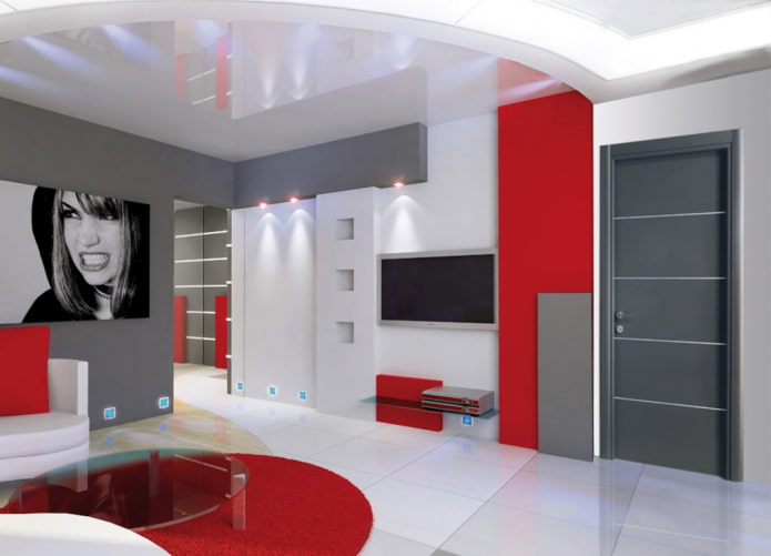porte all'interno del soggiorno in stile high-tech
