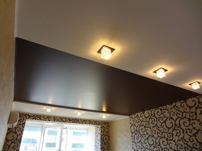 struttura per soffitto teso satinato bicolore