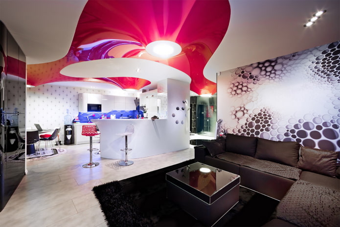 soffitto teso bianco e rosa all'interno