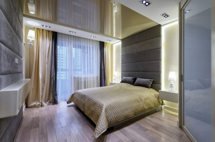 soffitto teso bicolore in camera da letto