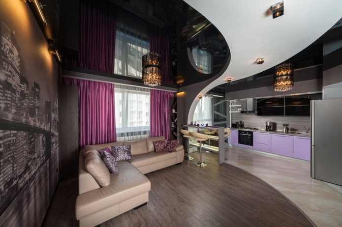 soffitto combinato nel soggiorno