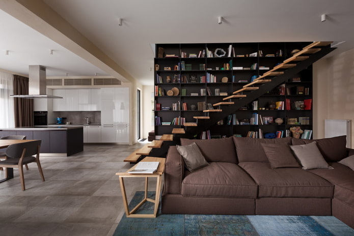 progetto di un interno di un appartamento a due livelli