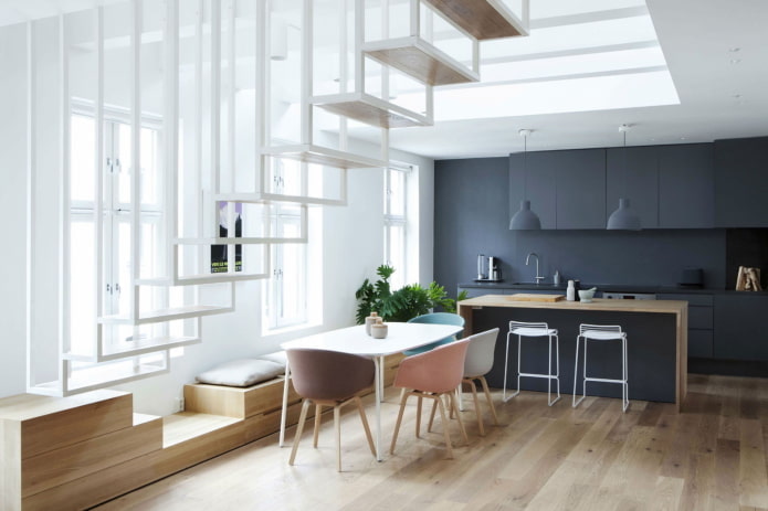 interno di un appartamento su due livelli in stile minimalista