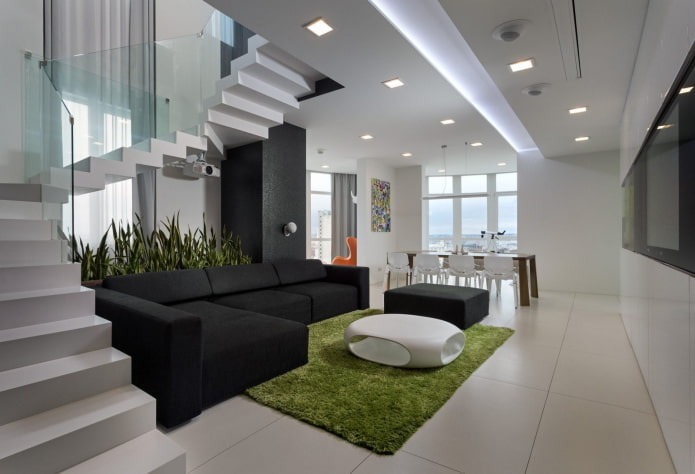 progetto di un interno di un appartamento a due livelli